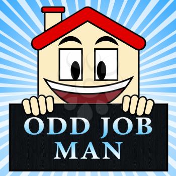 Odd Job Man Showing House Repair 3d Illustration