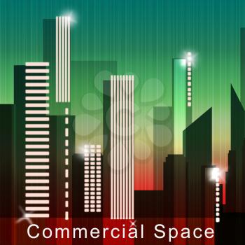 Commercial Space Skyscrapers Means Real Estate Sale 3d Illustration