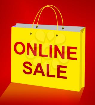Online Sale Bag Displays Web Discounts 3d Illustration
