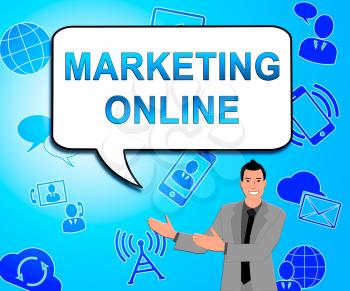 Marketing Online Icons Means Market Promotions 3d Illustration