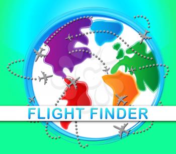Flight Finder Globe Indicating Flights Research 3d Illustration 