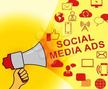 Social Media Ads Icons Representing Online Marketing 3d Illustration