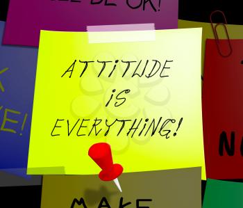 Attitude Is Everything Note Displays Happy Positive 3d Illustration