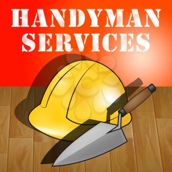 Handyman Services Builders Hat Represents House Repair 3d Illustration