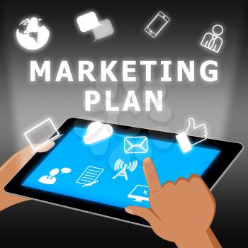Marketing Plan Icons Showing Emarketing 3d Illustration