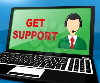 Get Support Laptop Shows Online Assistance 3d Illustration