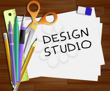 Design Studio Meaning Designer Office 3d Illustration