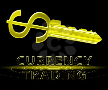 Currency Trading Dollar Key Means Foreign Currency 3d Illustration