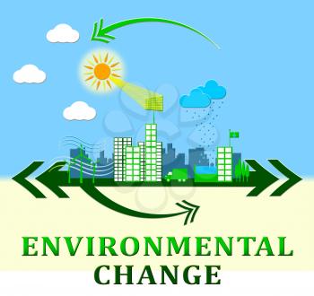 Environmental Change Town Shows Ecology Effect 3d Illustration