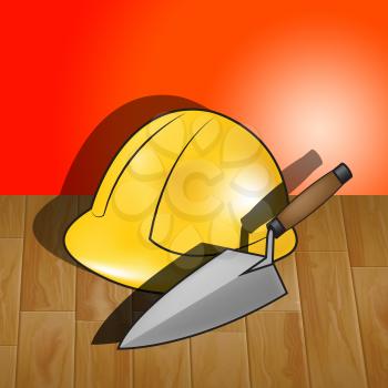 House Builders Hat Representing Real Estate 3d Illustration