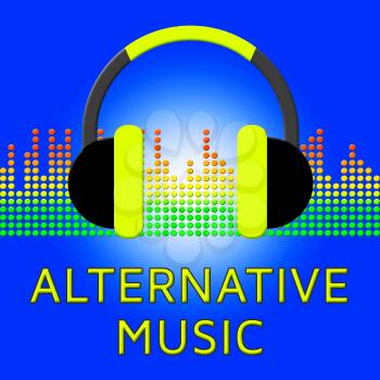 Alternative Music Earphones Represents Sound And Acoustic 3d Illustration