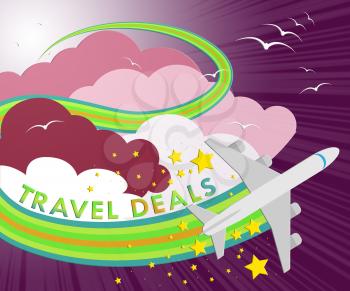 Travel Deals Plane Indicates Discount Tours 3d Illustration
