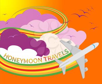 Honeymoon Travels Plane Means Destinations Vacational 3d Illustration