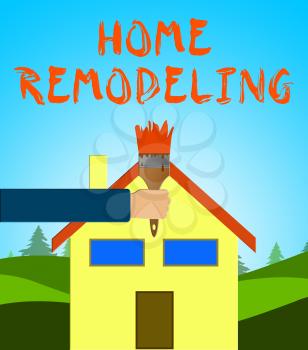 Home Remodeling Paintbrush Shows House Remodeler 3d Illustration