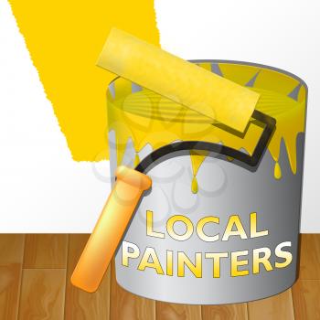 Local Painters Paint Showing Home Painting 3d Illustration
