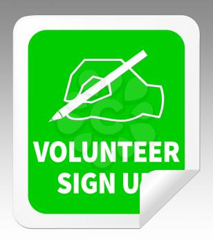 Volunteer Sign Up Icon Showing Register 3d Illustration