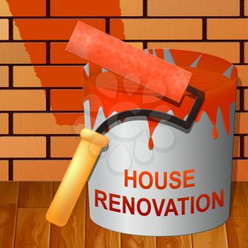 House Renovation Paint Indicating Home Improvement 3d Illustration