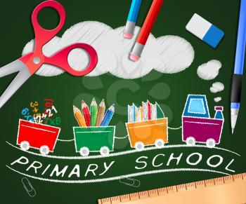 Primary School Picture Showing Lessons And Educate 3d Illustration