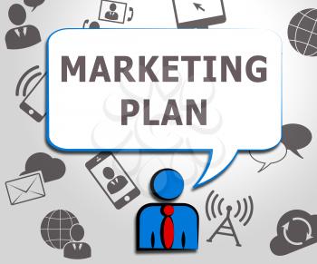 Marketing Plan Icons Shows Emarketing Scheme 3d Illustration