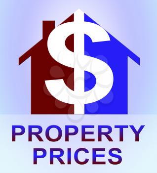 Property Prices Icons Represents House Cost 3d Illustration