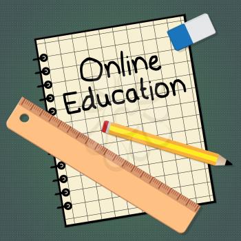 Online Education Notebook Representing Schooling Website 3d Illustration