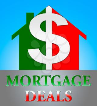 Mortgage Deals Dollar Icon Representing Housing Discounts 3d Illustration