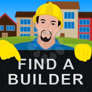 Find A Builder Shows Contractor Search 3d Illustration