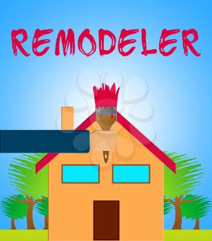 Home Remodeler Paintbrush Means House Remodeling 3d Illustration