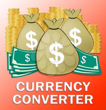 Currency Converter Dollars Shows Money Exchange 3d Illustration