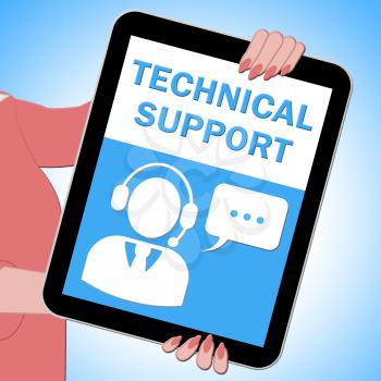 Technical Support Tablet Shows Help 3d Illustration