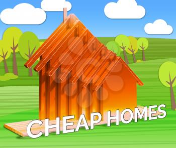Cheap Homes Houses Means Real Estate 3d Illustration