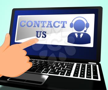 Contact Us Laptop Means Customer Service 3d Illustration