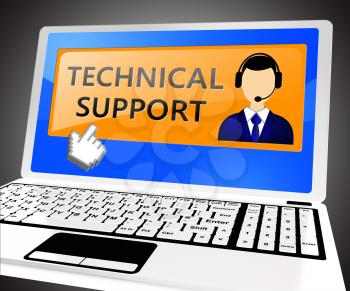 Technical Support Laptop Showing Help 3d Illustration