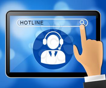 Hotline Tablet Representing Online Help 3d Illustration
