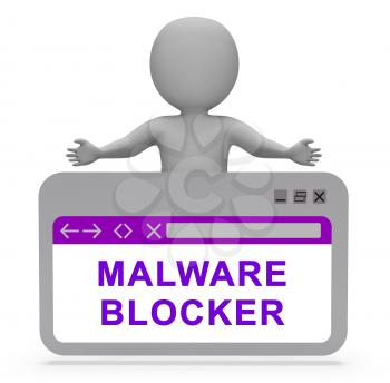 Malware Blocker Website Trojan Protection 3d Rendering Shows Safety Against Annoying Malicious Internet Virus And Trojan