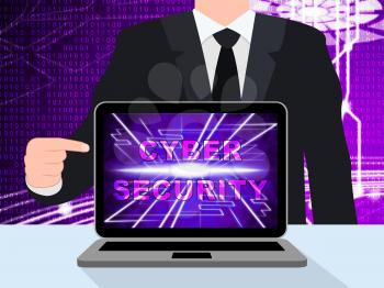 Cybersecurity Technology Hightech Security Guard 3d Illustration Shows Shield Against Criminal Data Risks And Smart Cyber Attacks