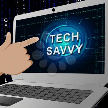 Tech Savvy Digital Computer Expert 3d Illustration Means Hitech Smart Professional Technical Expertise