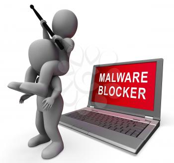 Malware Blocker Website Trojan Protection 3d Rendering Shows Safety Against Annoying Malicious Internet Virus And Trojan