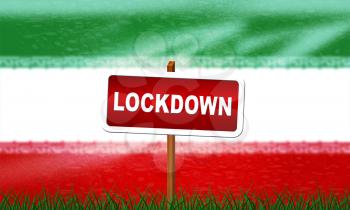 Iran lockdown preventing coronavirus spread or outbreak. Covid 19 Iranian precaution to lock down virus infection - 3d Illustration