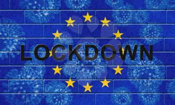 EU lockdown to stop covid19 epidemic or outbreak. Covid 19 European Union restrictions to isolate disease infection - 3d Illustration