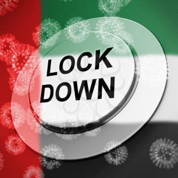 UAE lockdown in solitary confinement or stay home. United Arab Emirates lock down from covid-19 pandemic - 3d Illustration