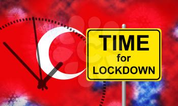 Turkey lockdown isolation preventing covid19 epidemic and outbreak. Covid 19 Turkish precaution to isolate disease infection - 3d Illustration