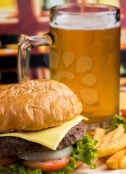 Burger Beer Meal Meaning French Fries And Bun