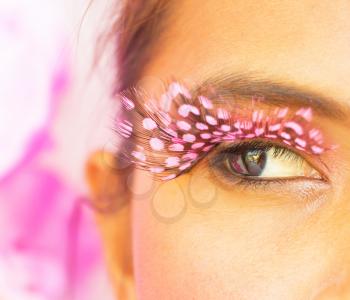 Artificial Eyelashes Beauty Showing Eyelash Fashion Closeup Girl