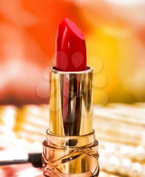 Red Lipstick Makeup Indicating Beauty Products And Make Up