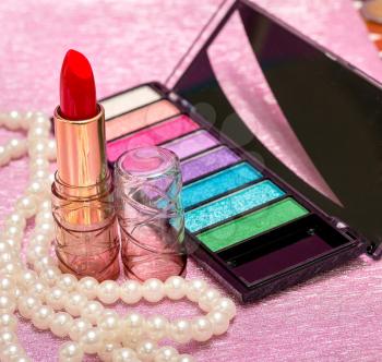 Red Lipstick Showing Make Ups And Make-Ups
