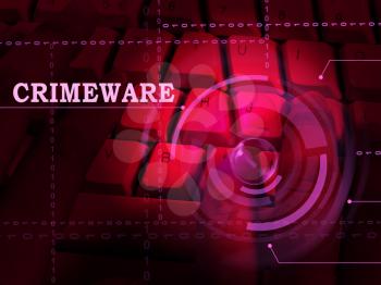 Crimeware Digital Cyber Hack Exploit 3d Illustration Shows Computer Crime And Digital Malicious Malware On Internet Or Computer