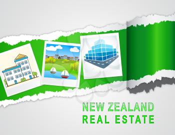 New Zealand Real Estate Photos Depicting Property For Sale And Ownership. Houses Or Apartment Purchases - 3d Illustration