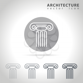 Architecture outline icon set, collection of ancient column icons, vector illustration