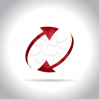 Red round two arrows icon, vector illustration